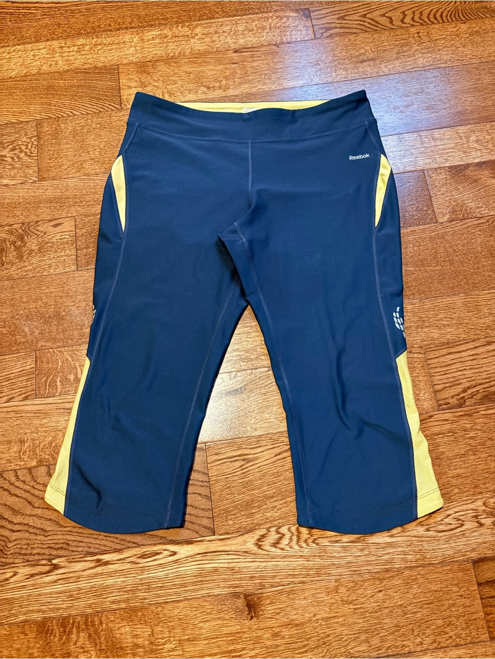 Women’s Reebok Charcoal Gray and Yellow Capris